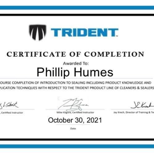 Trident certificate of completion — Introduction to Sealing, awarded to Phillip Humes