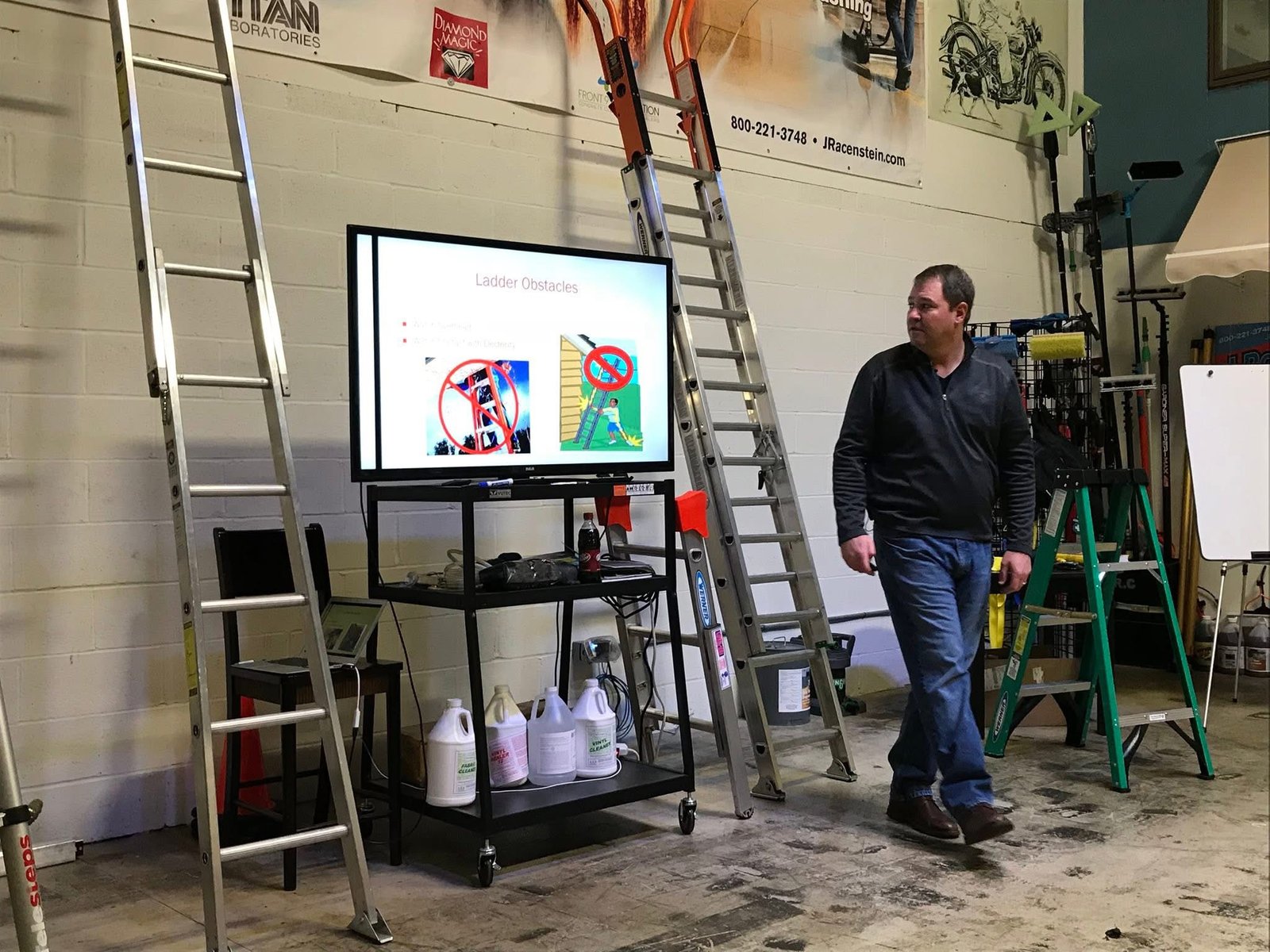 Ladder safety class in session at J. Racenstein University training facility